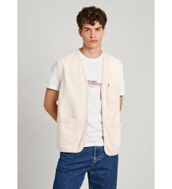 Pepe Jeans für Herren. PM402999 Weste Elm Utilty weiß (M), Lässig, Baumwolle, Nachhaltig von Pepe Jeans