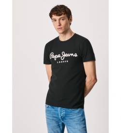 Pepe Jeans für Herren. PM508210 Original Stretch T-shirt N schwarz (XXL), Lässig, Baumwolle, Kurzarm von Pepe Jeans