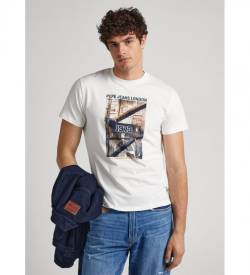 Pepe Jeans für Herren. PM509127 Wilbur T-shirt weiß (XL), Lässig, Baumwolle, Kurzarm, Nachhaltig von Pepe Jeans