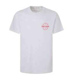 Pepe Jeans für Herren. PM509210 Craig T-shirt weiß (XS), Lässig, Baumwolle, Kurzarm, Nachhaltig von Pepe Jeans