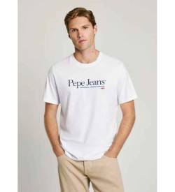 Pepe Jeans für Herren. PM509432 Albert T-shirt weiß (XL), Lässig, Baumwolle, Kurzarm von Pepe Jeans