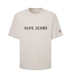 Pepe Jeans für Herren. PM509625 Sutton T-shirt weiß (L), Lässig, Baumwolle, Kurzarm von Pepe Jeans