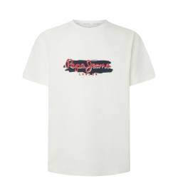 Pepe Jeans für Herren. PM509713 Arsham T-shirt weiß (L), Lässig, Kurzarm, Bio-Baumwolle, Nachhaltig von Pepe Jeans