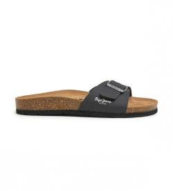 Pepe Jeans für Herren. PMS90107 Sandalen Bio Single Kansas schwarz (41), Wohnung, Keine, Lässig von Pepe Jeans