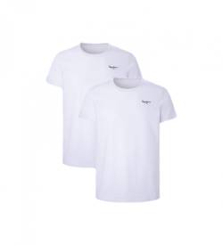 Pepe Jeans für Herren. PMU10976 2er-Pack weiße Basic-T-Shirts (S), Lässig, Baumwolle, Kurzarm von Pepe Jeans