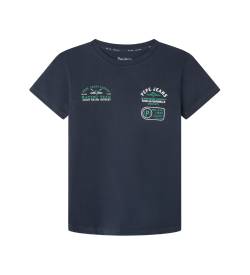 Pepe Jeans für Jungen. PB503860 Rael navy T-Shirt (12Años= 152cm), Lässig, Baumwolle, Kurzarm, Nachhaltig, Marine, Kinderbekleidung von Pepe Jeans