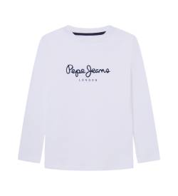 Pepe Jeans für Jungen. PB503919 Neu Herman N T-shirt weiß (14años= 164cm), Lässig, Langarm, Bio-Baumwolle, Nachhaltig, Kinderbekleidung von Pepe Jeans