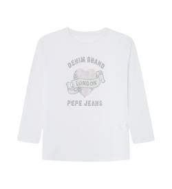 Pepe Jeans für Mädchen. PG503098 Toral T-shirt weiß (8años= 128cm), Lässig, Langarm, Bio-Baumwolle, Nachhaltig, Kinderbekleidung von Pepe Jeans