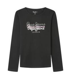 Pepe Jeans für Mädchen. PG503107 Tianne T-shirt schwarz (16años= 176cm), Lässig, Baumwolle, Langarm, Kinderbekleidung von Pepe Jeans