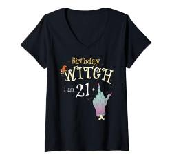 Damen 22nd Birthday Witch Funny Halloween, 22 Year Old HallowQueen T-Shirt mit V-Ausschnitt von Perfect Outfit for Witches and Halloween Birthdays