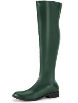 Perphy Overknee-Stiefel für Damen mit rundem Zehenbereich, niedriger Blockabsatz, Dunkelgrün, 42 EU von Perphy