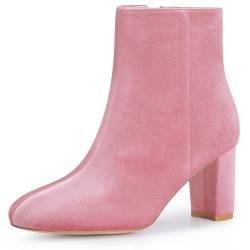 Perphy Stiefeletten mit rundem Zehenbereich, dicke Absätze, für Damen, Pink, 38 EU von Perphy