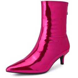 Perphy Stiefeletten mit spitzem Zehenbereich, Reißverschluss, Kitten-Heels, für Damen, Knallpink (Hot Pink), 40 EU von Perphy