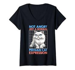Damen Perserkatze NOT ANGRY JUST A NORMAL PERSIAN CAT Lustiges T-Shirt mit V-Ausschnitt von Perserkatzen Geschenk Perser Katzen Besitzer Shirt
