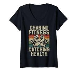 Damen Chasing Fitness Catching Health Personal Trainer T-Shirt mit V-Ausschnitt von Personal Trainer Gifts