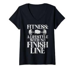 Damen Fitness — ein Lebensstil ohne Ziellinie — Personal Trainer T-Shirt mit V-Ausschnitt von Personal Trainer Gifts