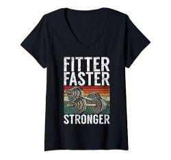 Damen Fitter Schneller Stärker Personal Trainer T-Shirt mit V-Ausschnitt von Personal Trainer Gifts