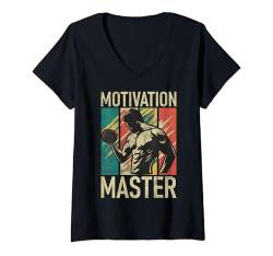 Damen Motivation Master Personal Trainer T-Shirt mit V-Ausschnitt von Personal Trainer Gifts