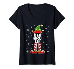 Damen Bro Elf kostüm Weihnachten Familie Elf Christmas T-Shirt mit V-Ausschnitt von Personalisiertes Weihnachtself Kostüm mit Vornamen