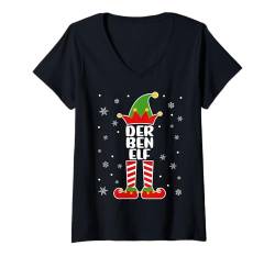 Damen Vorname Ben Outfit Personalisiert Elf Ben Weihnachten T-Shirt mit V-Ausschnitt von Personalisiertes Weihnachtself Kostüm mit Vornamen