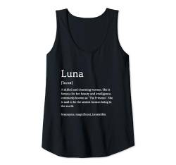 Damen Lustiger Luna-Name Bedeutung – Luna personalisierter Name Tank Top von Personalized Apparel & Meaningful Name Collection