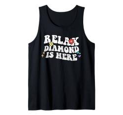 Retro Groovy Relax Diamond Is Here Lustiger Muttertagsname Tank Top von Personalized First Name outfit For Women