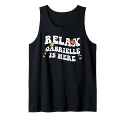 Retro Groovy Relax Gabrielle Is Here Lustiger Muttertagsname Tank Top von Personalized First Name outfit For Women