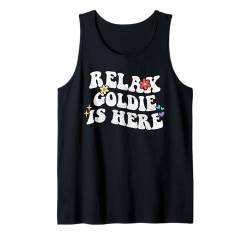 Retro Groovy Relax Goldie Is Here Lustiger Muttertagsname Tank Top von Personalized First Name outfit For Women