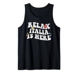 Retro Groovy Relax ITALIA Is Here Lustiger Muttertagsname Tank Top von Personalized First Name outfit For Women