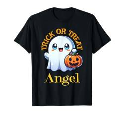 Engel Personalisierter Name Niedlicher Geist Halloween T-Shirt von Personalized Name Apparel