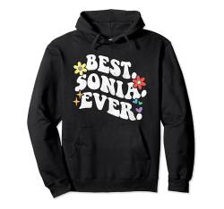 Retro Groovy Best Sonia Ever Vorname Muttertag Mädchen Pullover Hoodie von Personalized Name Mothers Day outfit For Women