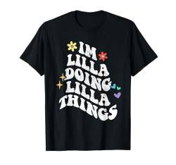 Retro Groovy Im Lilla Doing Lilla Things Lustiger Muttertag T-Shirt von Personalized Name Mothers Day outfit For Women