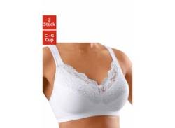 Soft-BH PETITE FLEUR Gr. 95, Cup D, schwarz-weiß (weiß + schwarz) Damen BHs ohne Bügel mit Komfortträgern von Petite Fleur