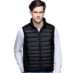 Daunenweste Herren Leichte Ärmellose Steppweste Herren Leicht Downen Weste Daunen Ärmellos Herren Winter Winterweste Step Westen Für Männer Jacke Ohne Ärmel Herren Daun Wattierte Weste Schwarz 3XL von Peuignao