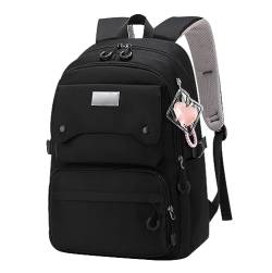 Schulrucksack Mädchen Teenager Rucksack Schule Schultasche Damen School Bag Backpack Uni Rucksack Teenager Mädchen Freizeitrucksack Schulrucksack Oberstufe Mädc Jugendliche Mädchen Schoolbag Schwarz von Peuignao