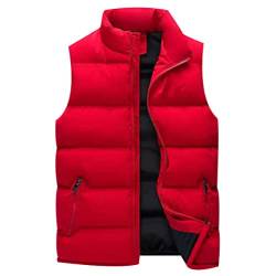 Steppweste Herren Puffer Weste Herren Winterweste Westen Männer Ärmellose Jacke Ärmellos Mann Wattierte Weste Herren Winter Herrenwesten Übergrößen Warme Step Herren Oversize Weste Pufferweste Rot 4XL von Peuignao