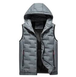 Winterweste Herren Gefüttert Steppweste Herren Ärmellose Jacke Westen Puffer Weste Herren Winter Warme Wattierte Weste mit Kapuze Herren Übergrößen Bodywarmer Weste Herren Gilet Männer Grau L von Peuignao