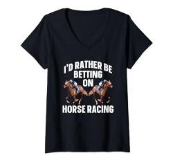 Damen Herren Derby Rennpferd Rennen Pferde T-Shirt mit V-Ausschnitt von Pferderennen Geschenke Für Männer