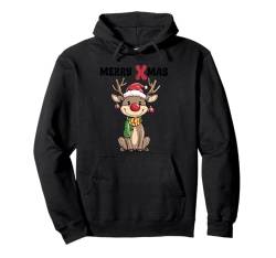 Lustiges Rentier mit Roter Nase wünscht Merry Xmas Kinder Pullover Hoodie von Pfotenschatz