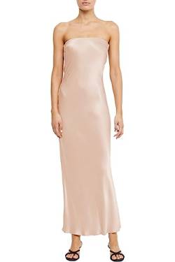 Sommer frauen satin trägerlos rohr maxi kleider 2023 sexy seide rückenfreie prom midi kleider für frauen hochzeitsgast, Champagner, X-Klein von Phicia