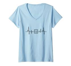 Damen Herzschlag EKG Briefmarken sammeln Philatelist Briefmarken T-Shirt mit V-Ausschnitt von Philately Stamp Collecting Philatelist Gifts