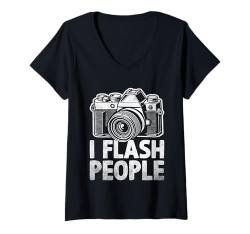 Damen I Flash People Fotografie Kamera Fotograf T-Shirt mit V-Ausschnitt von Photography Camera Photographer Gifts