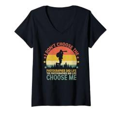 Damen The Photographer Dad Life Choose Me Fotokamera T-Shirt mit V-Ausschnitt von Photography Camera Photographer Gifts