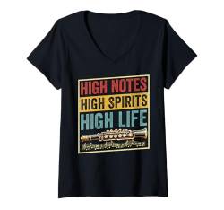 Damen Hohe Noten High Spirits High Life Piccolo T-Shirt mit V-Ausschnitt von Piccolo Player Gifts