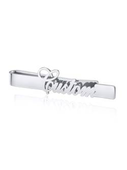 PiercingJak Personalisierte Krawattennadel mit Gravur 5cm Edelstahl Krawattenklammer Herren Dünn Skinny Krawatten Bar Clips Tie Clip für Männer Vater Hochzeit Bräutigam Business von PiercingJak