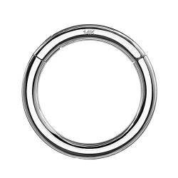 Segment Clicker Scharnier Ring Piercing 585 Gold 14 Karat Septum Tragus Helix Nase Lippe Nasenring Nasenpiercing Ohr Knorpel Daith Weißgold - 1,6mm x 8mm von Piercingfaktor