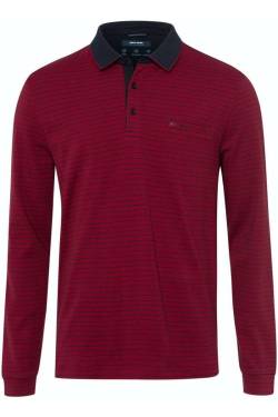 Pierre Cardin Modern Fit Longsleeve Poloshirt rot, Gestreift von Pierre Cardin