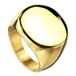 Piersando Band Ring Edelstahl Bandring Ehering Partnerring Biker Rocker Ring Runder Siegelring Damen Herren Größe 56 (17.8) Gold von Piersando