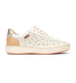 Pikolinos für Damen. W6B-6515C1 Mesina Leder-Sneakers off-white (35), Weiß, Wohnung, 1 bis 3 cm, Schnürsenkel, Lässig von Pikolinos