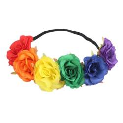 Gay Pride Stirnband Regenbogen Blume Stirnband Rose Blume Kopfstück Pride Haarzubehör für Pride Party Style 2 Regenbogenstirnband von Pineeseatile